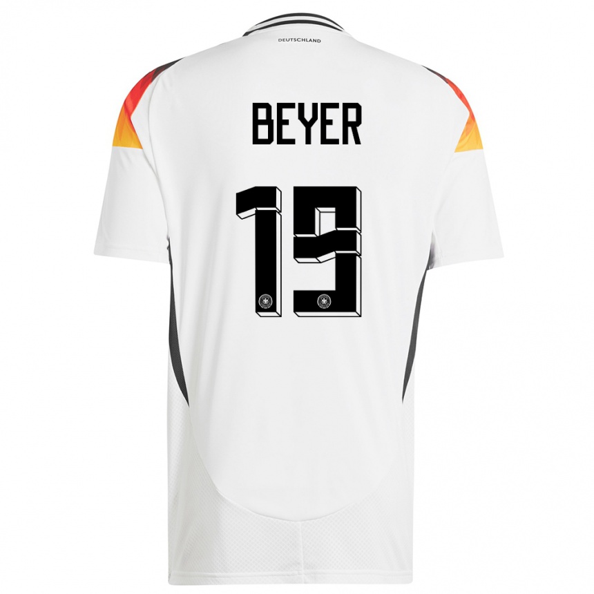Kinder Fußball Deutschland Jordan Beyer #19 Weiß Heimtrikot Trikot 24-26 T-Shirt Luxemburg