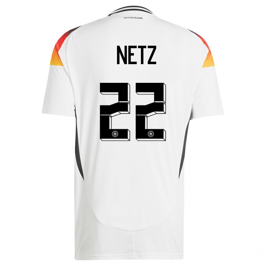 Kinder Fußball Deutschland Luca Netz #22 Weiß Heimtrikot Trikot 24-26 T-Shirt Luxemburg