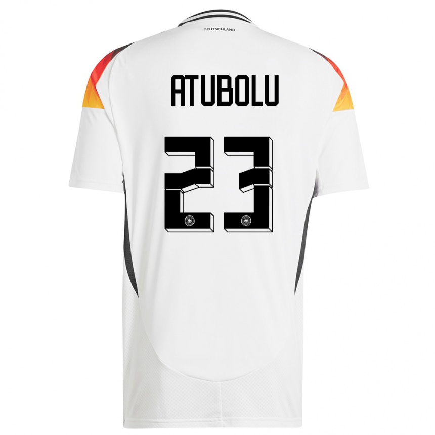 Kinder Fußball Deutschland Noah Atubolu #23 Weiß Heimtrikot Trikot 24-26 T-Shirt Luxemburg