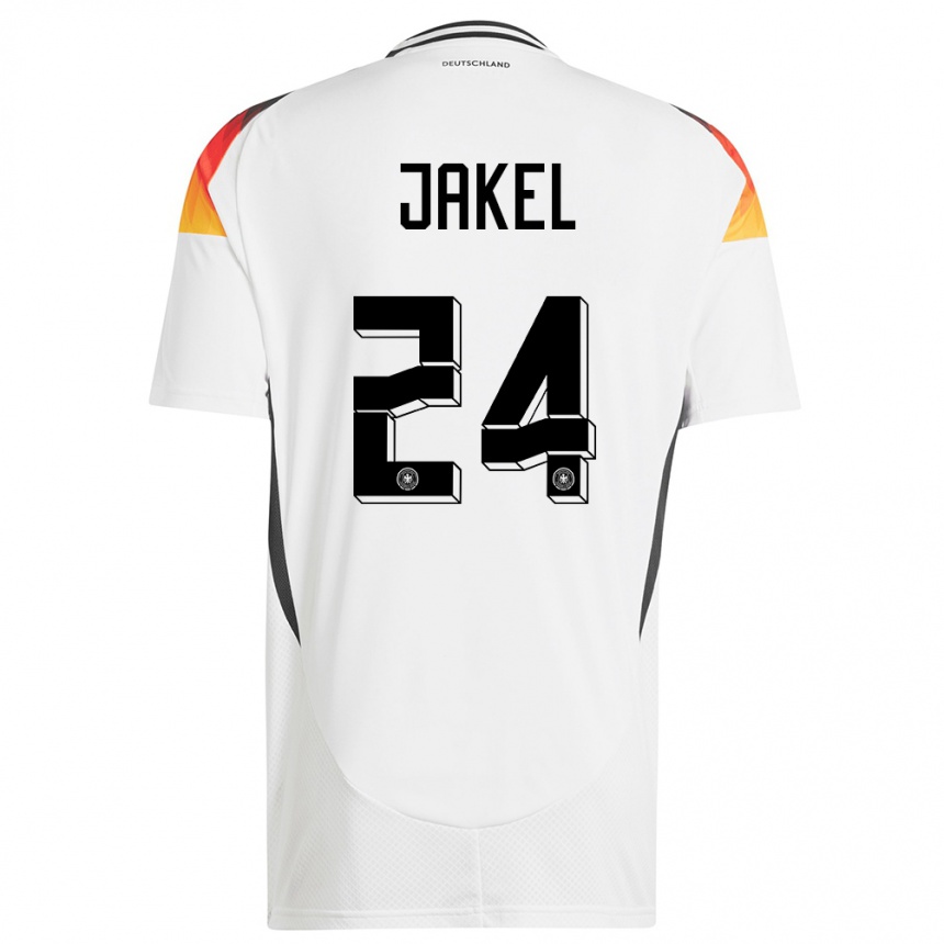 Kinder Fußball Deutschland Frederik Jakel #24 Weiß Heimtrikot Trikot 24-26 T-Shirt Luxemburg