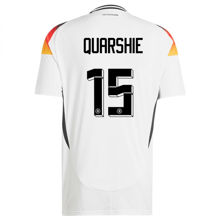 Kinder Fußball Deutschland Joshua Quarshie #15 Weiß Heimtrikot Trikot 24-26 T-Shirt Luxemburg