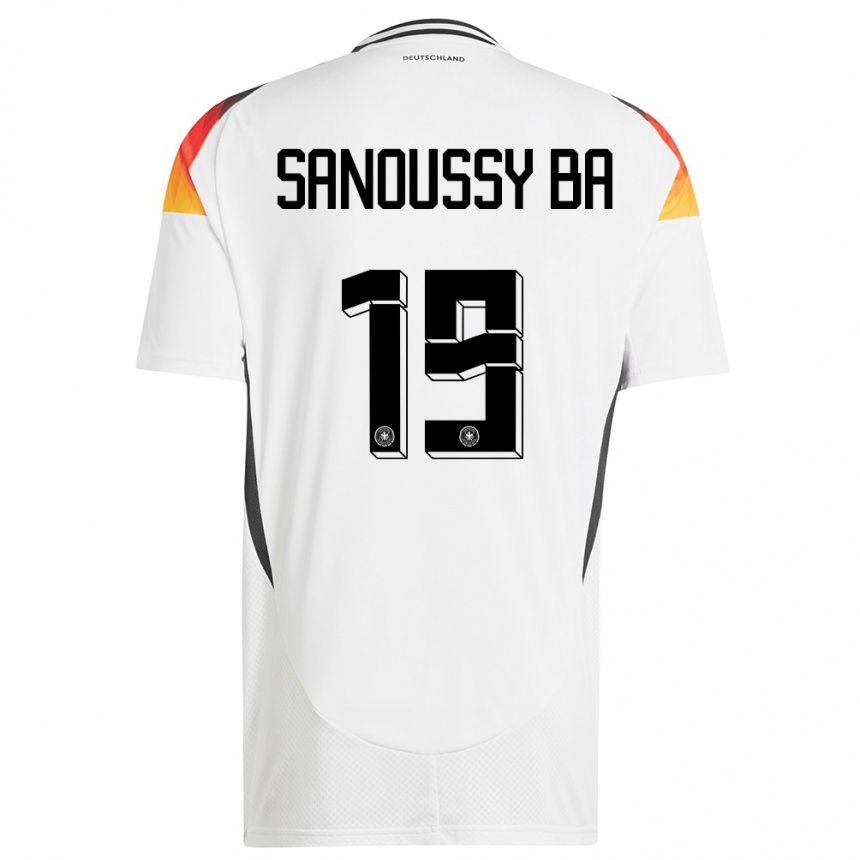 Kinder Fußball Deutschland Sanoussy Ba #19 Weiß Heimtrikot Trikot 24-26 T-Shirt Luxemburg