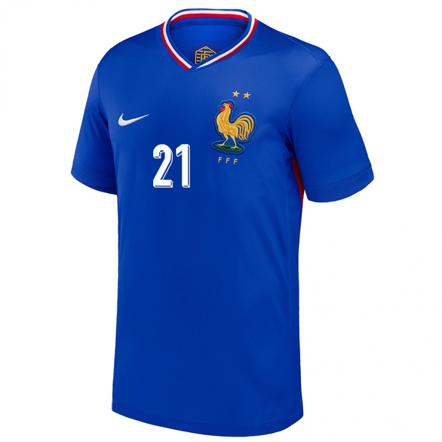Kinder Fußball Frankreich Pauline Peyraud Magnin #21 Blau Heimtrikot Trikot 24-26 T-Shirt Luxemburg