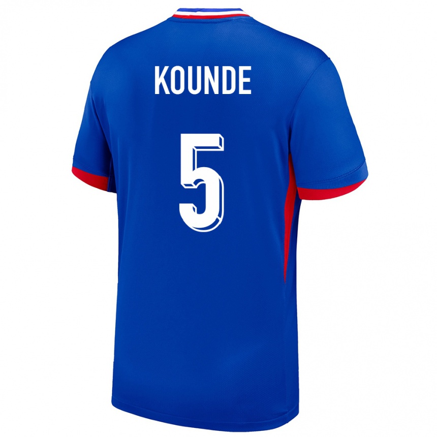 Kinder Fußball Frankreich Jules Kounde #5 Blau Heimtrikot Trikot 24-26 T-Shirt Luxemburg