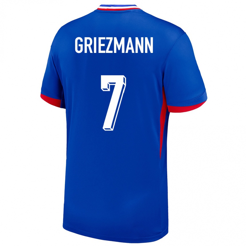 Kinder Fußball Frankreich Antoine Griezmann #7 Blau Heimtrikot Trikot 24-26 T-Shirt Luxemburg