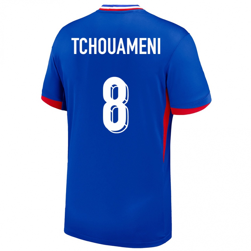 Kinder Fußball Frankreich Aurelien Tchouameni #8 Blau Heimtrikot Trikot 24-26 T-Shirt Luxemburg