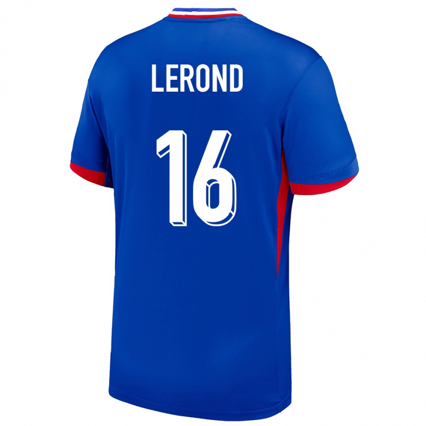 Kinder Fußball Frankreich Justine Lerond #16 Blau Heimtrikot Trikot 24-26 T-Shirt Luxemburg