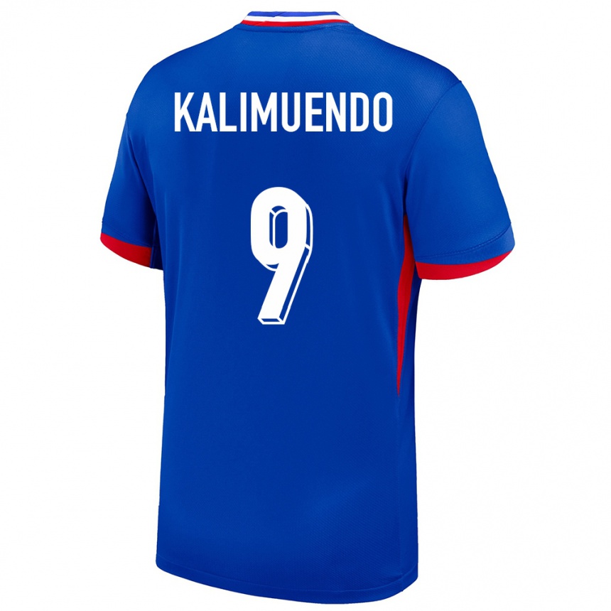 Kinder Fußball Frankreich Arnaud Kalimuendo #9 Blau Heimtrikot Trikot 24-26 T-Shirt Luxemburg