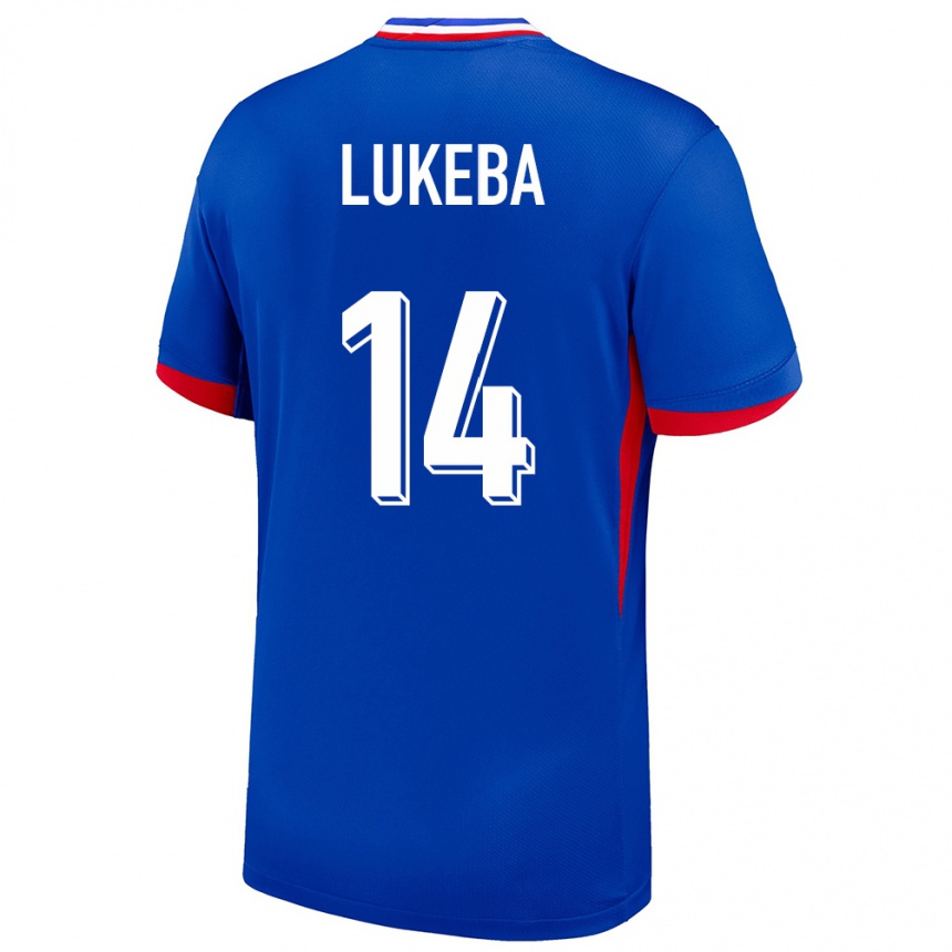 Kinder Fußball Frankreich Castello Lukeba #14 Blau Heimtrikot Trikot 24-26 T-Shirt Luxemburg