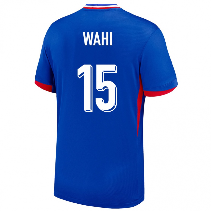 Kinder Fußball Frankreich Elye Wahi #15 Blau Heimtrikot Trikot 24-26 T-Shirt Luxemburg