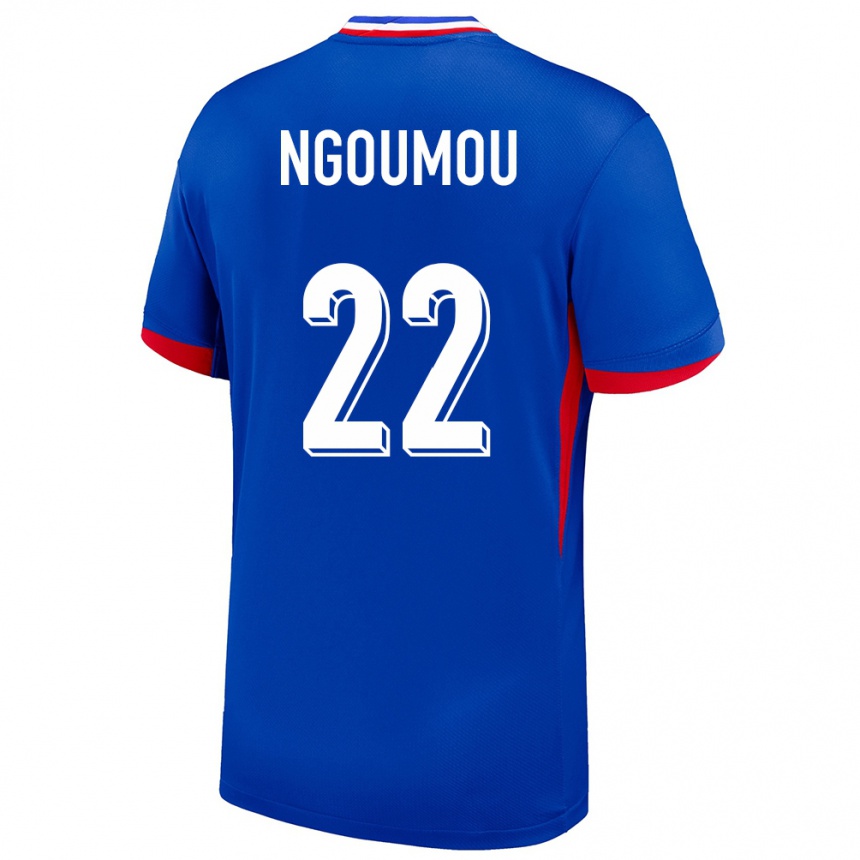 Kinder Fußball Frankreich Nathan Ngoumou #22 Blau Heimtrikot Trikot 24-26 T-Shirt Luxemburg