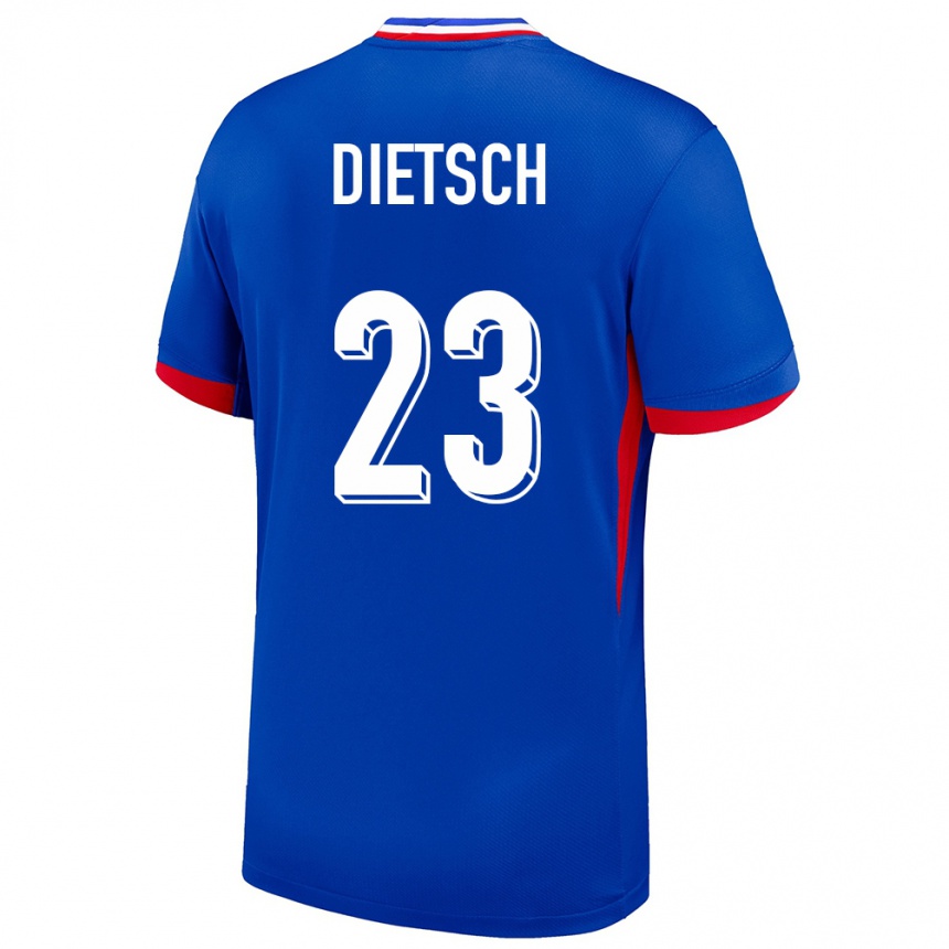 Kinder Fußball Frankreich Guillaume Dietsch #23 Blau Heimtrikot Trikot 24-26 T-Shirt Luxemburg