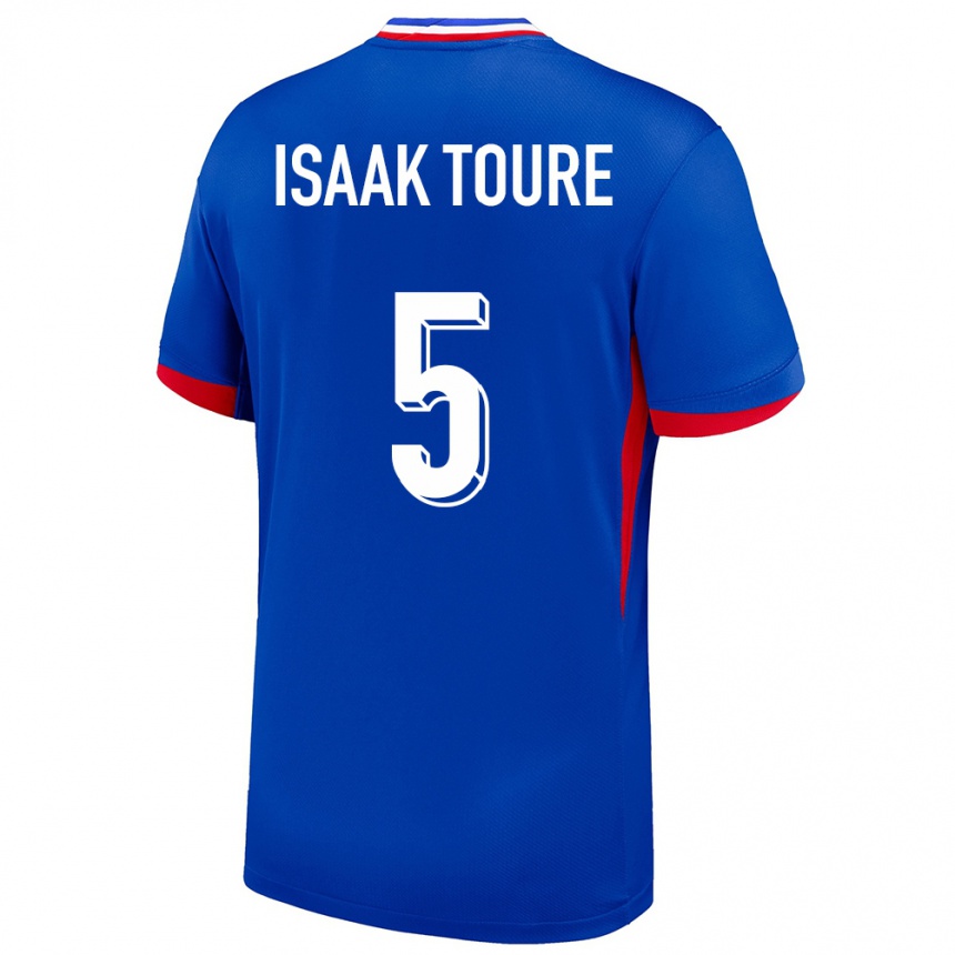 Kinder Fußball Frankreich Souleymane Isaak Toure #5 Blau Heimtrikot Trikot 24-26 T-Shirt Luxemburg