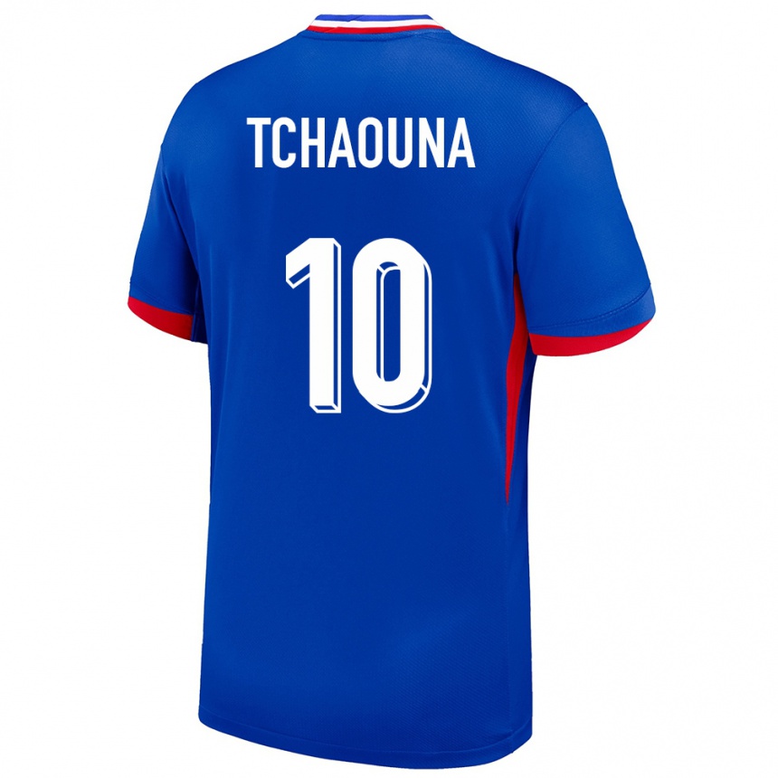 Kinder Fußball Frankreich Loum Tchaouna #10 Blau Heimtrikot Trikot 24-26 T-Shirt Luxemburg
