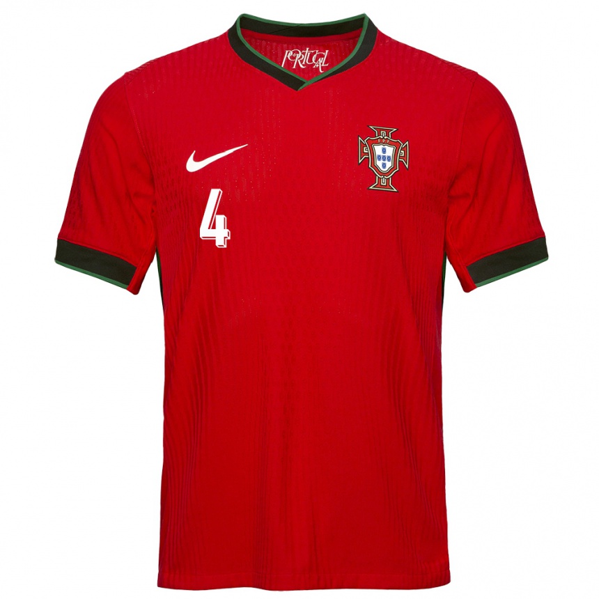 Kinder Fußball Portugal Ricardo Ribeiro #4 Rot Heimtrikot Trikot 24-26 T-Shirt Luxemburg