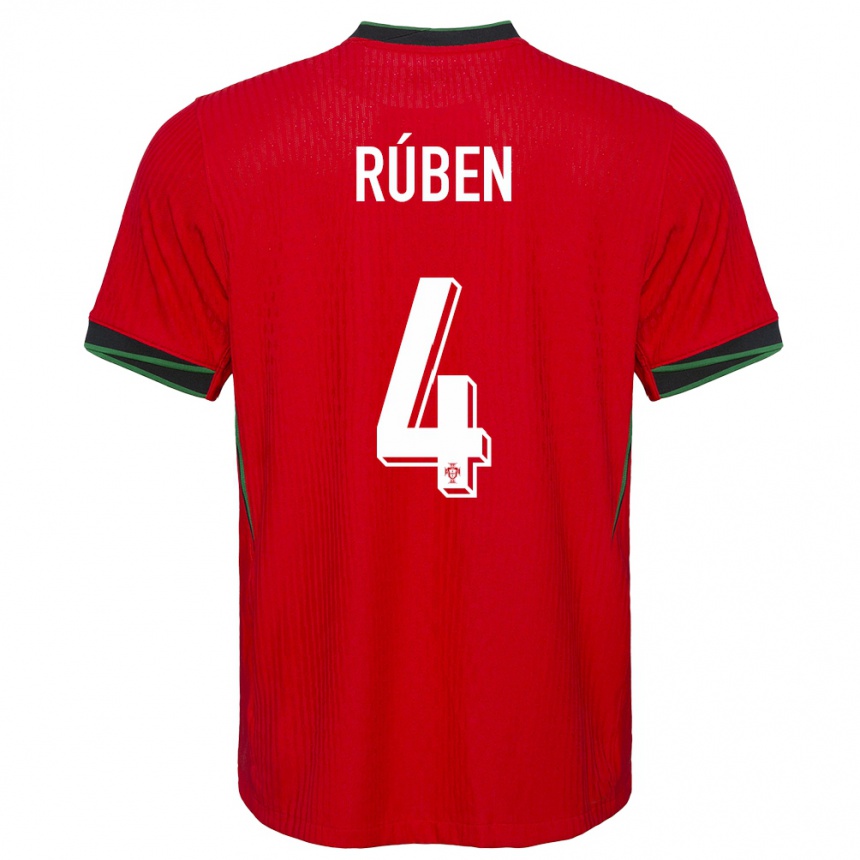 Kinder Fußball Portugal Ruben Dias #4 Rot Heimtrikot Trikot 24-26 T-Shirt Luxemburg