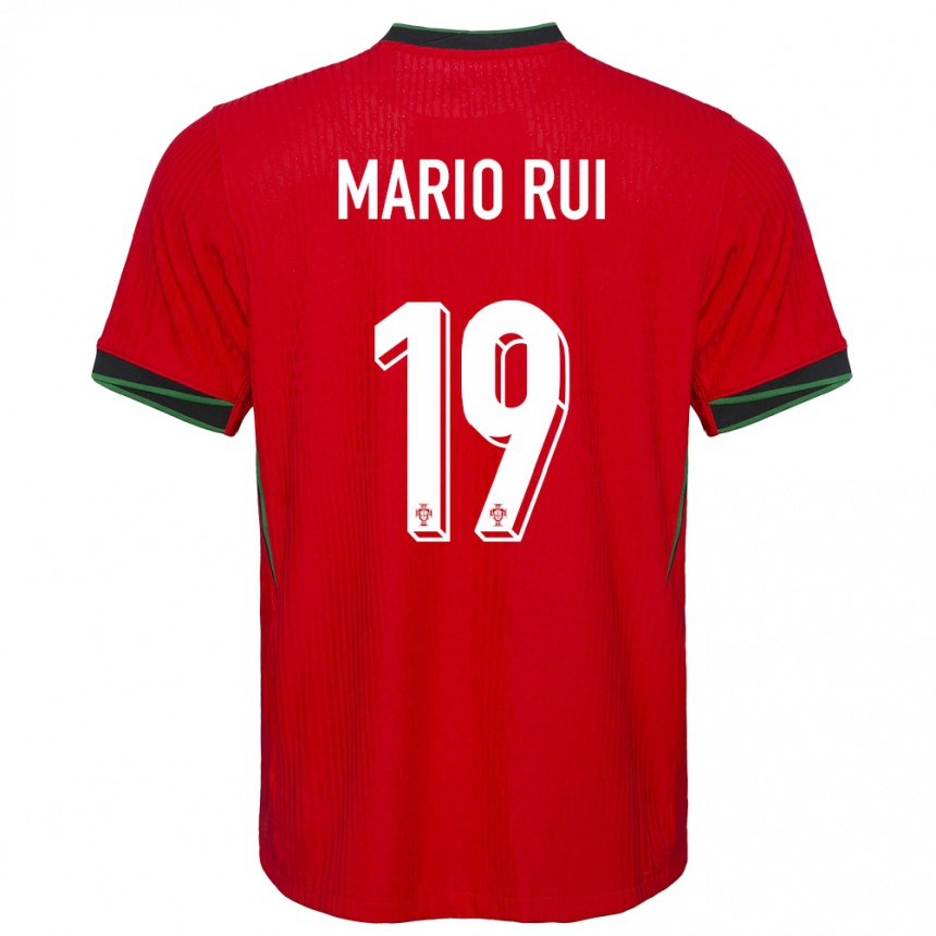 Kinder Fußball Portugal Mario Rui #19 Rot Heimtrikot Trikot 24-26 T-Shirt Luxemburg