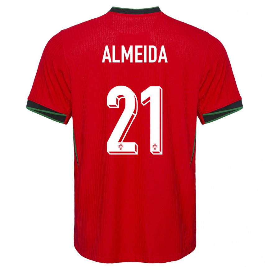 Kinder Fußball Portugal Andre Almeida #21 Rot Heimtrikot Trikot 24-26 T-Shirt Luxemburg