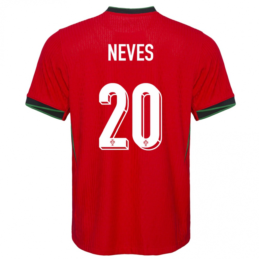 Kinder Fußball Portugal Joao Neves #20 Rot Heimtrikot Trikot 24-26 T-Shirt Luxemburg