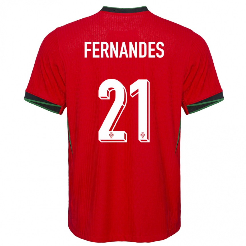 Kinder Fußball Portugal Mateus Fernandes #21 Rot Heimtrikot Trikot 24-26 T-Shirt Luxemburg