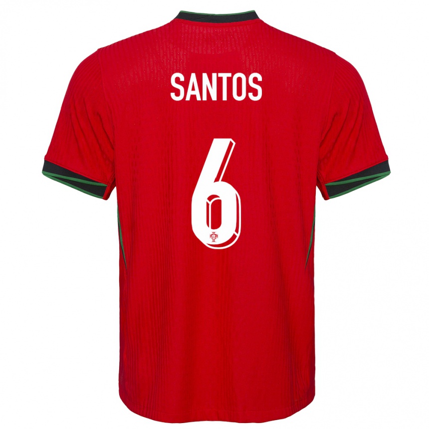 Kinder Fußball Portugal Vasco Santos #6 Rot Heimtrikot Trikot 24-26 T-Shirt Luxemburg