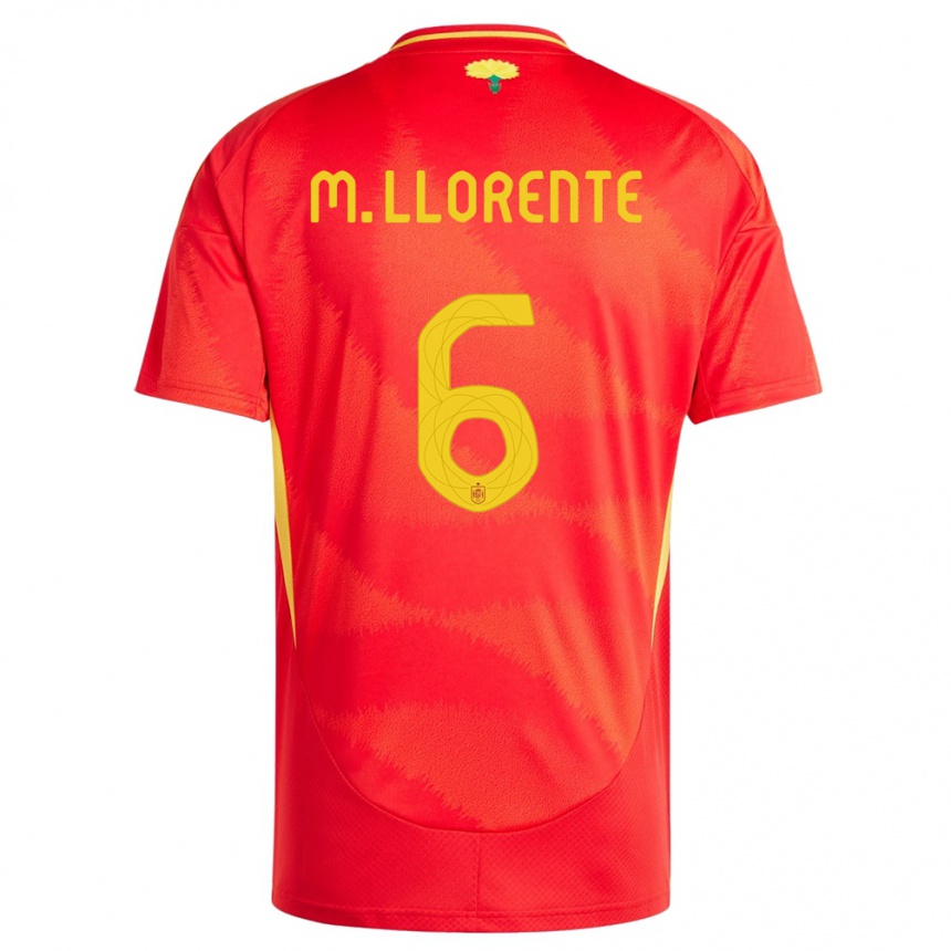 Kinder Fußball Spanien Marcos Llorente #6 Rot Heimtrikot Trikot 24-26 T-Shirt Luxemburg
