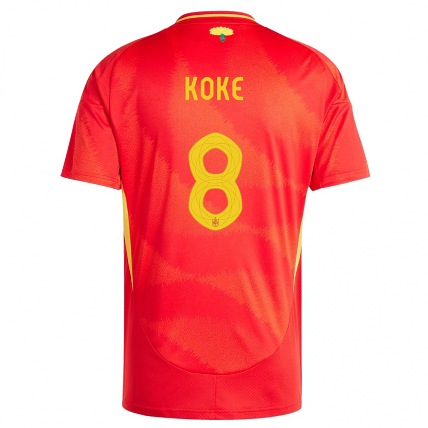 Kinder Fußball Spanien Koke #8 Rot Heimtrikot Trikot 24-26 T-Shirt Luxemburg