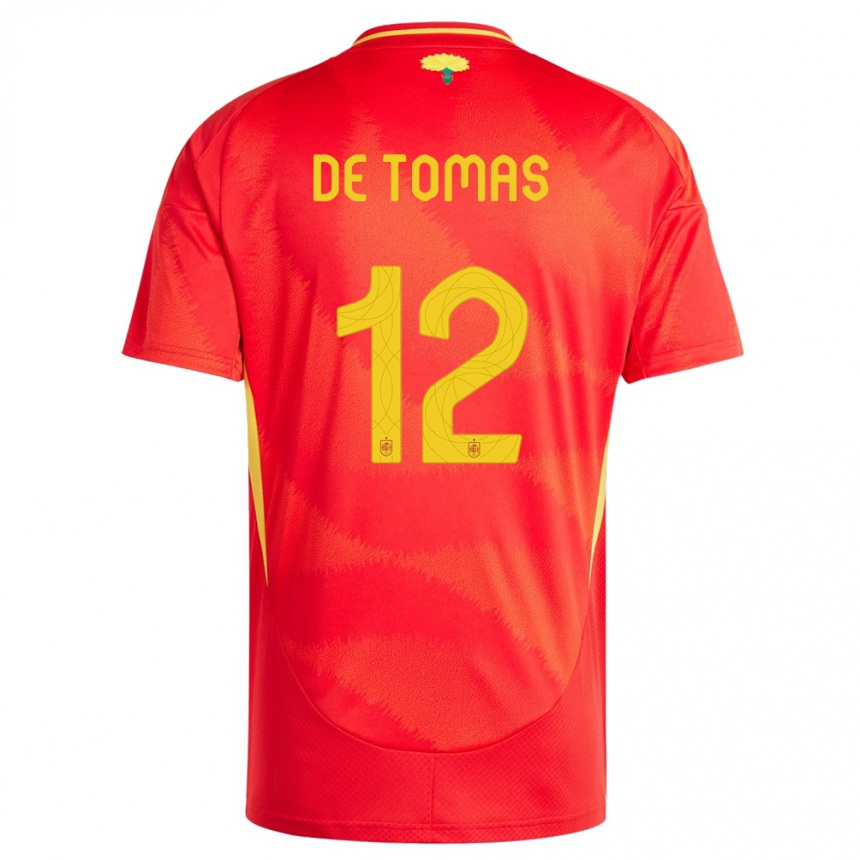 Kinder Fußball Spanien Raul De Tomas #12 Rot Heimtrikot Trikot 24-26 T-Shirt Luxemburg