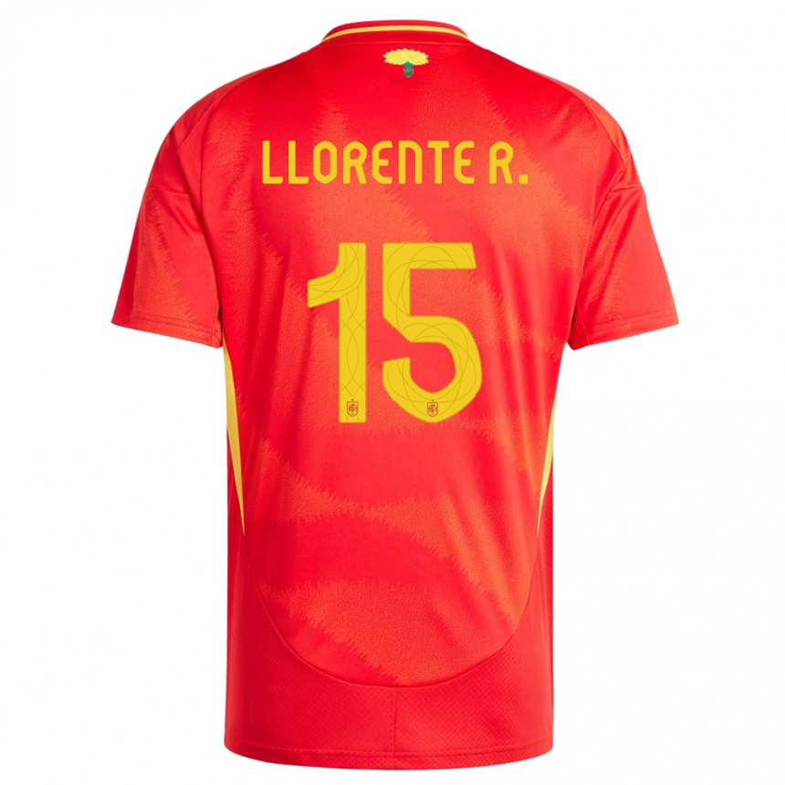Kinder Fußball Spanien Diego Llorente #15 Rot Heimtrikot Trikot 24-26 T-Shirt Luxemburg