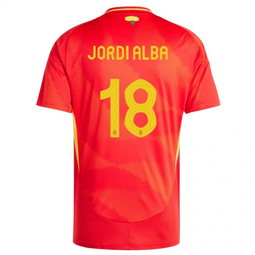 Kinder Fußball Spanien Jordi Alba #18 Rot Heimtrikot Trikot 24-26 T-Shirt Luxemburg