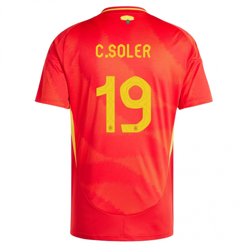 Kinder Fußball Spanien Carlos Soler #19 Rot Heimtrikot Trikot 24-26 T-Shirt Luxemburg
