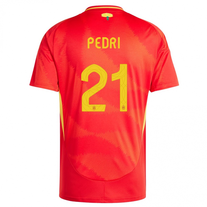 Kinder Fußball Spanien Pedri #21 Rot Heimtrikot Trikot 24-26 T-Shirt Luxemburg