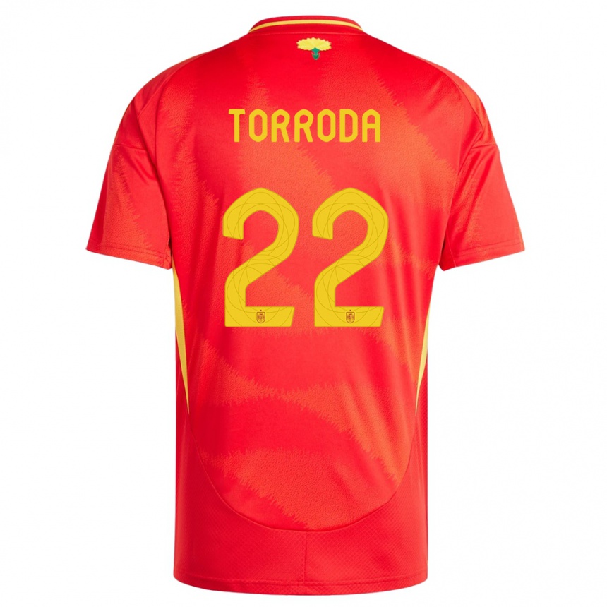 Kinder Fußball Spanien Anna Torroda #22 Rot Heimtrikot Trikot 24-26 T-Shirt Luxemburg