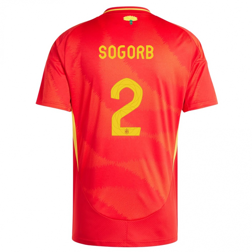 Kinder Fußball Spanien Carles Sogorb #2 Rot Heimtrikot Trikot 24-26 T-Shirt Luxemburg