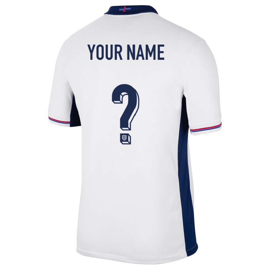 Kinder Fußball England Ihren Namen #0 Weiß Heimtrikot Trikot 24-26 T-Shirt Luxemburg