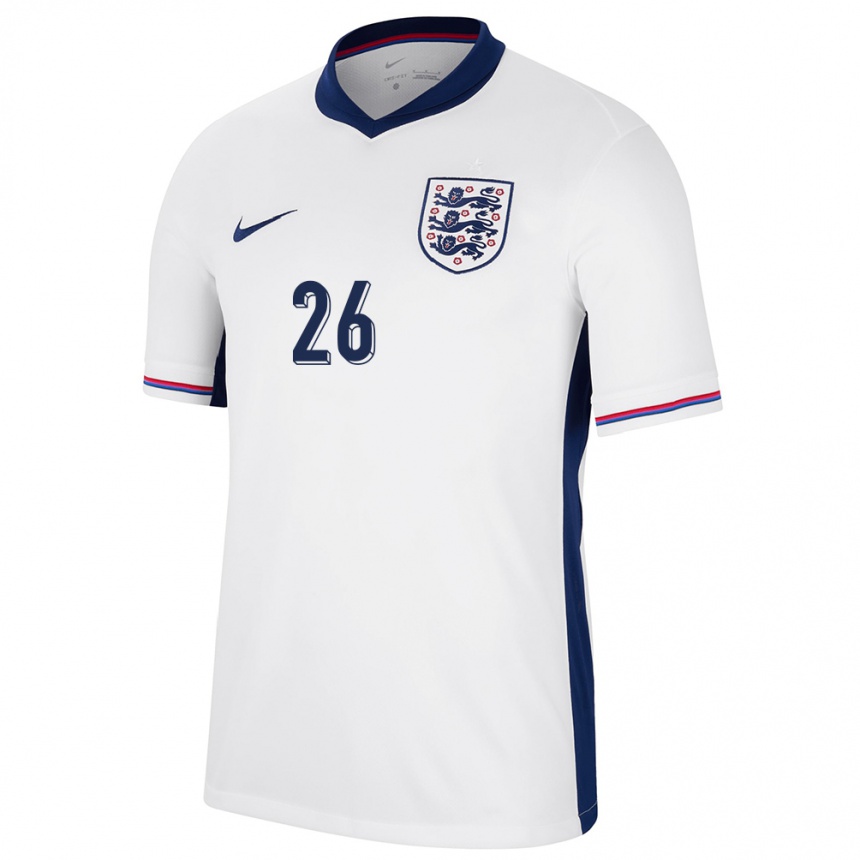 Kinder Fußball England Jude Bellingham #26 Weiß Heimtrikot Trikot 24-26 T-Shirt Luxemburg