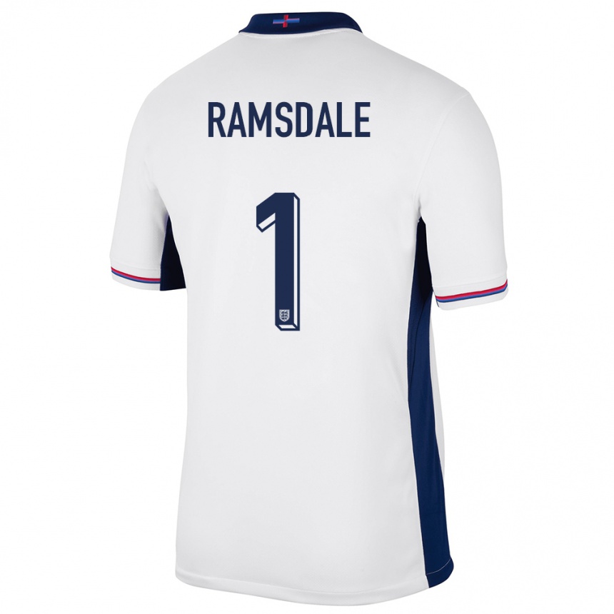Kinder Fußball England Aaron Ramsdale #1 Weiß Heimtrikot Trikot 24-26 T-Shirt Luxemburg