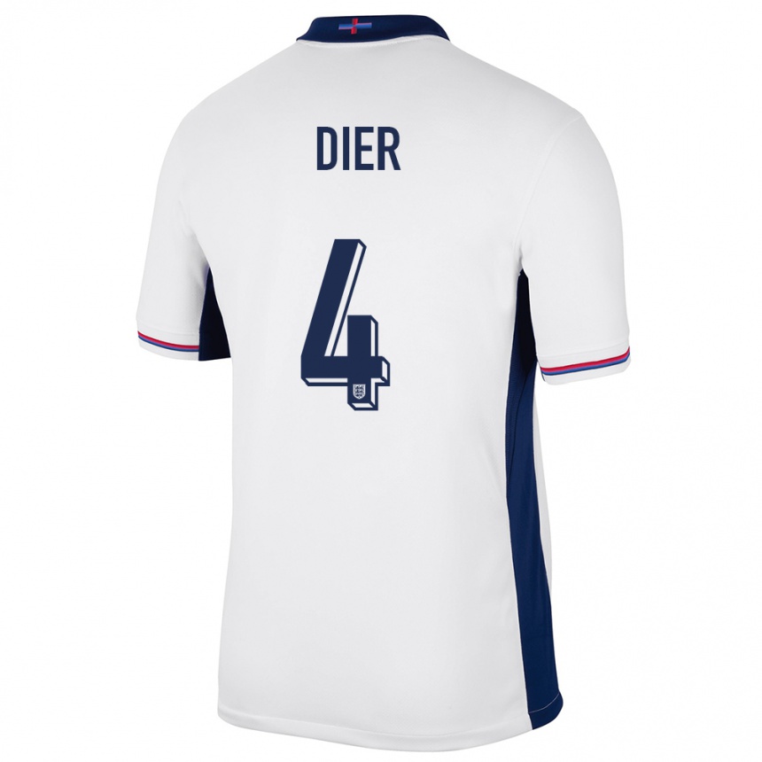 Kinder Fußball England Eric Dier #4 Weiß Heimtrikot Trikot 24-26 T-Shirt Luxemburg