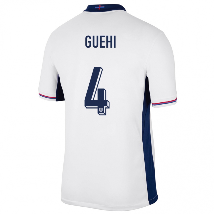 Kinder Fußball England Marc Guehi #4 Weiß Heimtrikot Trikot 24-26 T-Shirt Luxemburg