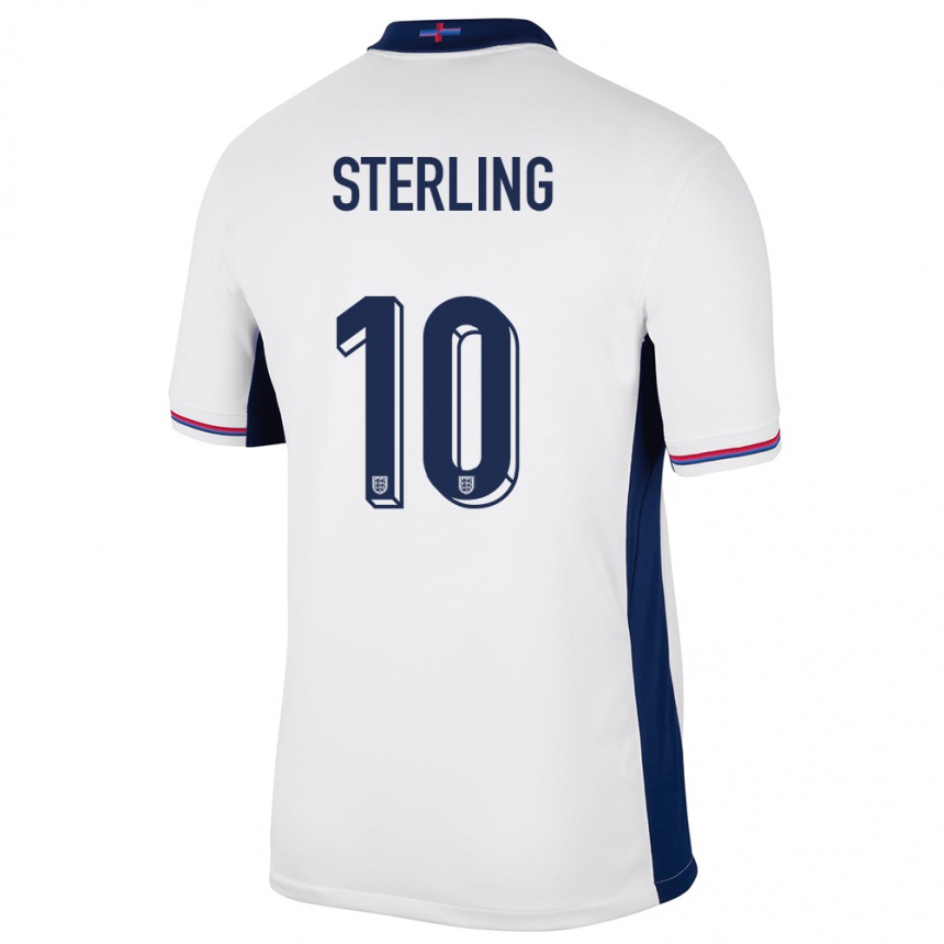 Kinder Fußball England Raheem Sterling #10 Weiß Heimtrikot Trikot 24-26 T-Shirt Luxemburg