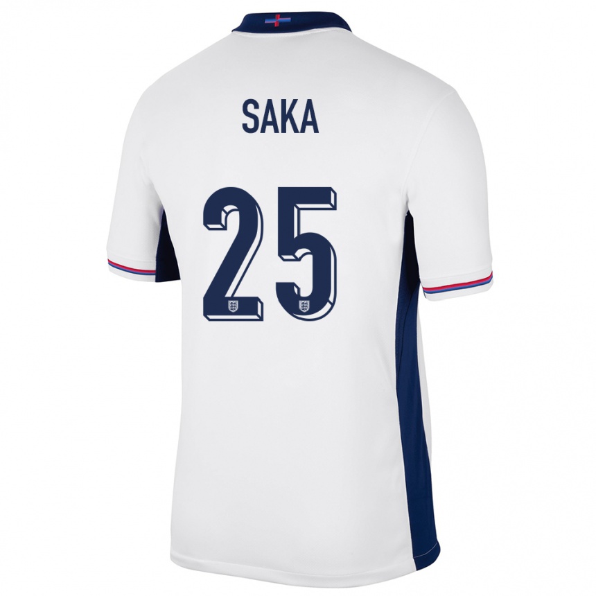 Kinder Fußball England Bukayo Saka #25 Weiß Heimtrikot Trikot 24-26 T-Shirt Luxemburg