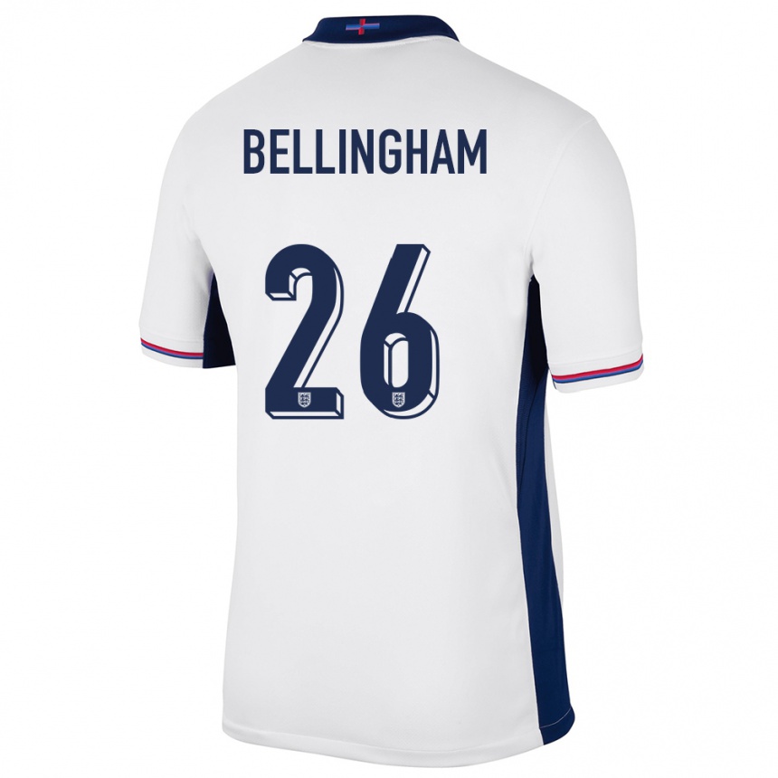 Kinder Fußball England Jude Bellingham #26 Weiß Heimtrikot Trikot 24-26 T-Shirt Luxemburg