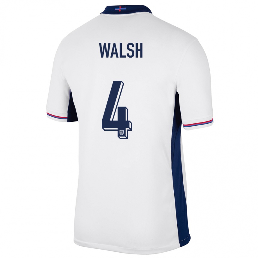 Kinder Fußball England Keira Walsh #4 Weiß Heimtrikot Trikot 24-26 T-Shirt Luxemburg
