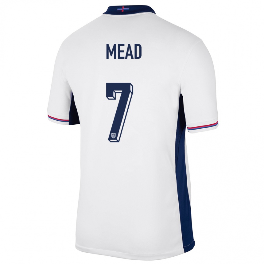 Kinder Fußball England Beth Mead #7 Weiß Heimtrikot Trikot 24-26 T-Shirt Luxemburg