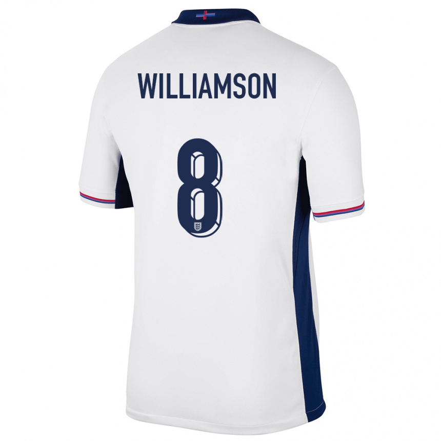 Kinder Fußball England Leah Williamson #8 Weiß Heimtrikot Trikot 24-26 T-Shirt Luxemburg