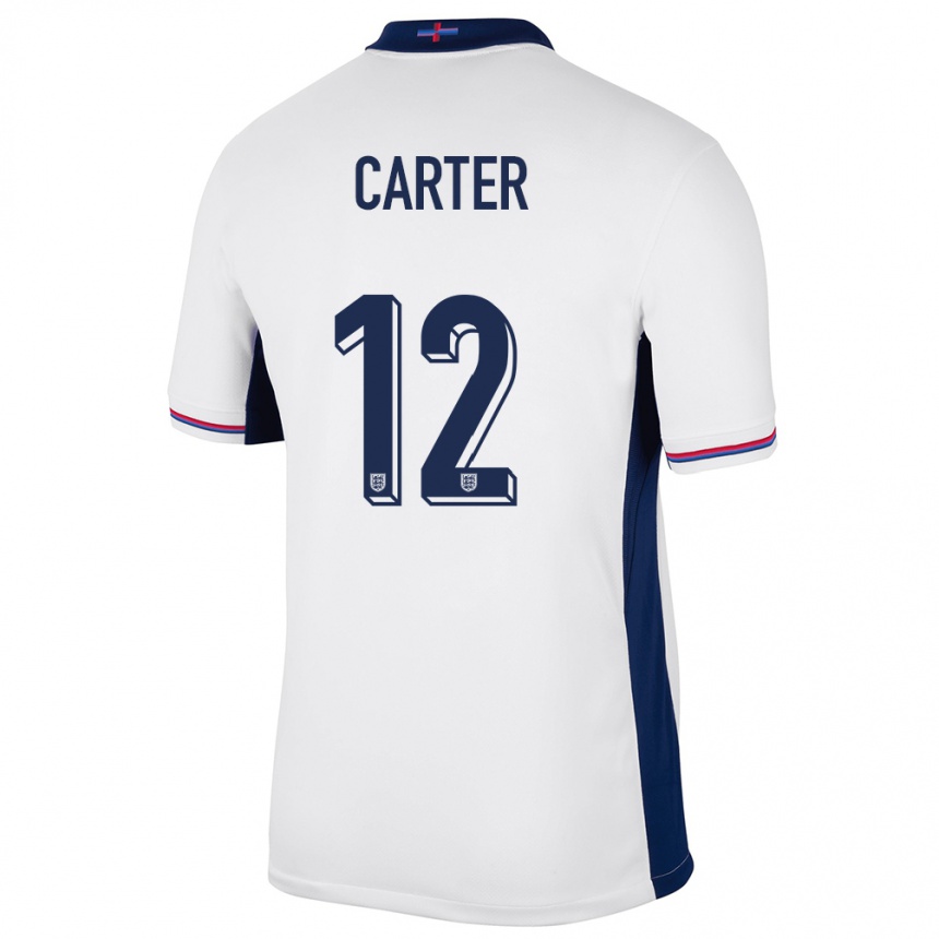 Kinder Fußball England Jess Carter #12 Weiß Heimtrikot Trikot 24-26 T-Shirt Luxemburg