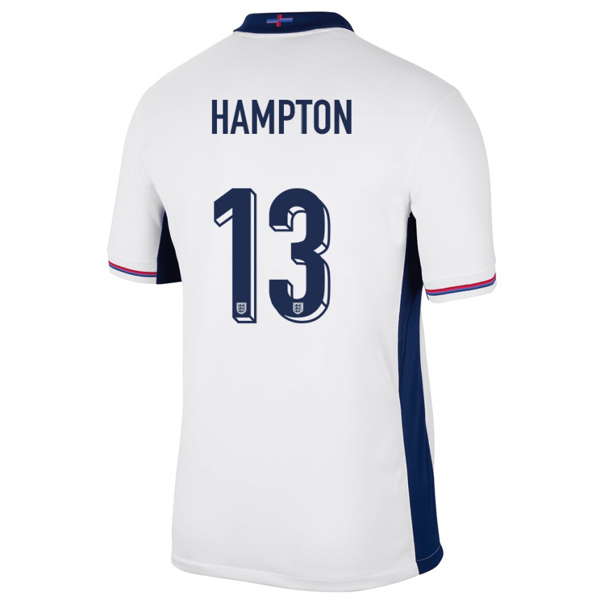 Kinder Fußball England Hannah Hampton #13 Weiß Heimtrikot Trikot 24-26 T-Shirt Luxemburg