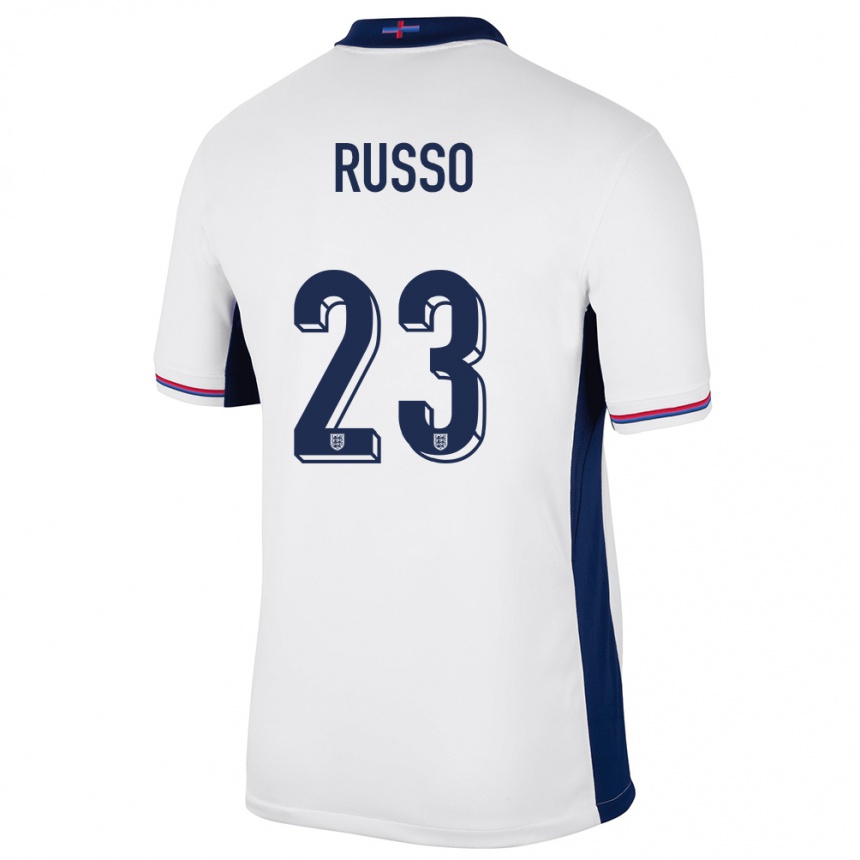 Kinder Fußball England Alessia Russo #23 Weiß Heimtrikot Trikot 24-26 T-Shirt Luxemburg