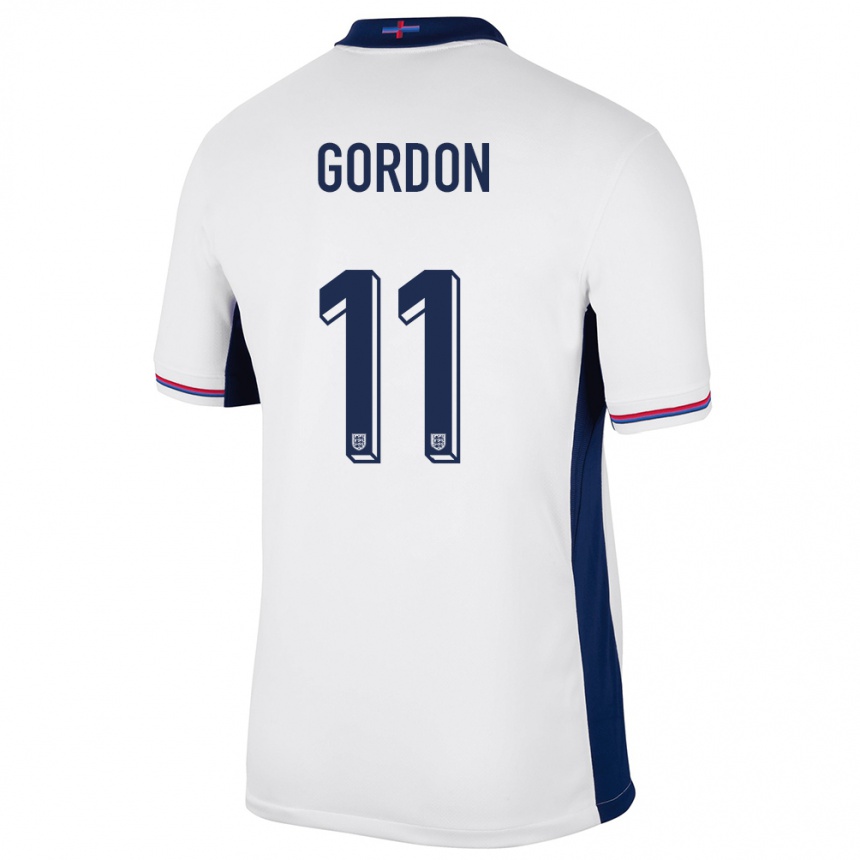 Kinder Fußball England Anthony Gordon #11 Weiß Heimtrikot Trikot 24-26 T-Shirt Luxemburg