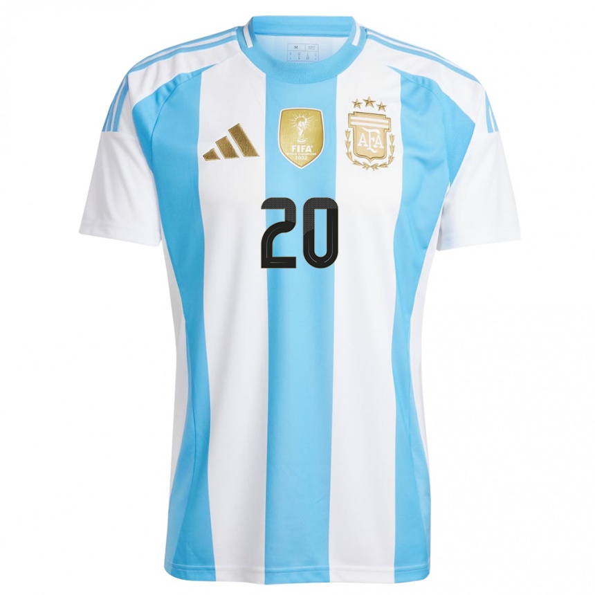 Kinder Fußball Argentinien Thiago Almada #20 Weiß Blau Heimtrikot Trikot 24-26 T-Shirt Luxemburg